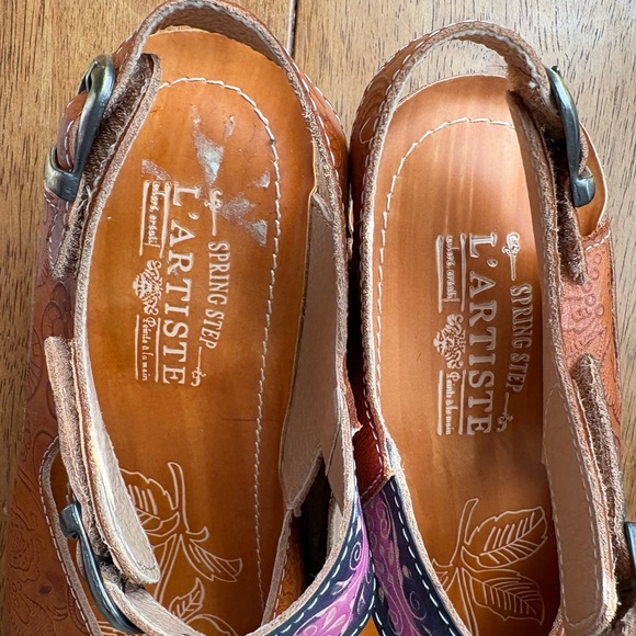 L'Artiste Spring Step Women's Genuine Leather Wedge Sandals Size 41 (US 10-10.5) - Picture 3 of 4